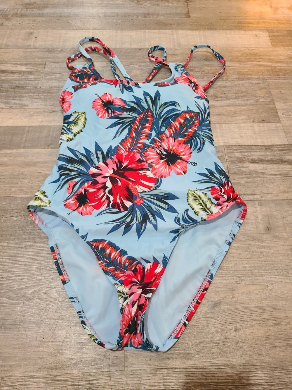 Kona sol small womens floral one piece strappy swimsuit